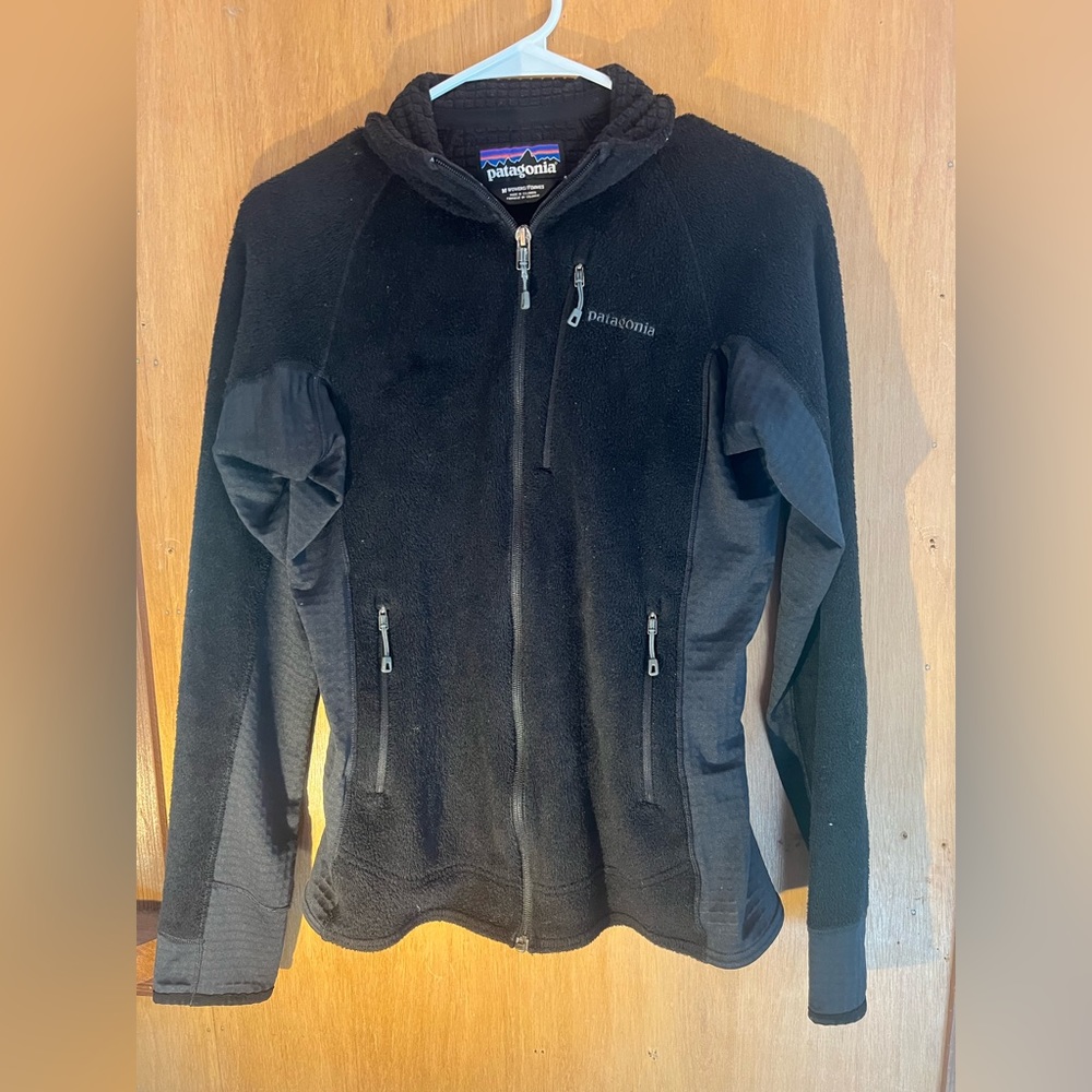 Patagonia Womens R2 Fleece Full Zip Black Jacket Size Medium